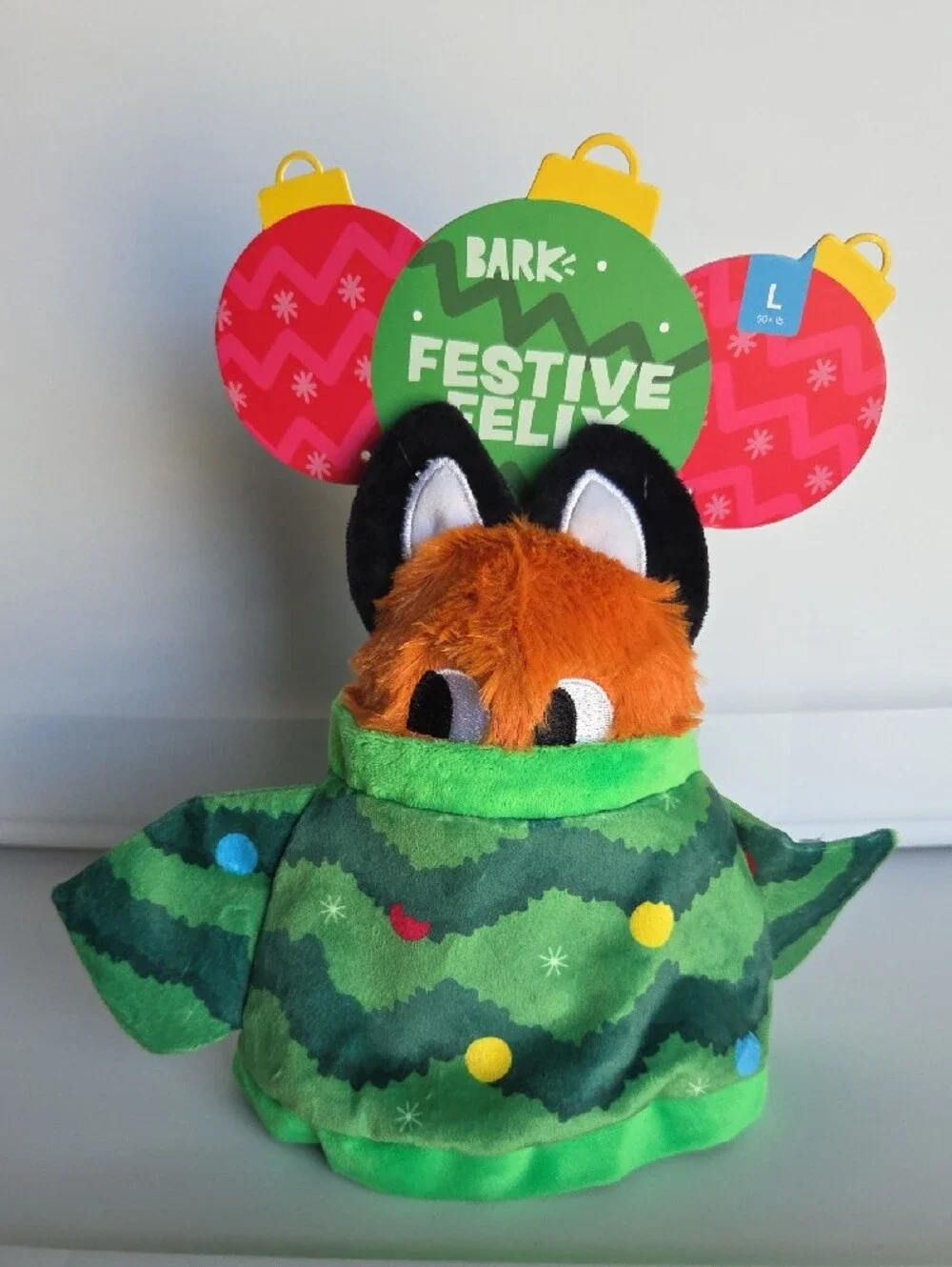 💰 3 For $35 - Bark Box Festive Felix Green Fox Plush Holiday Toy